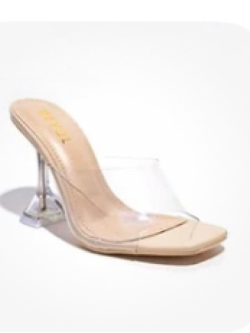 Clear Strap Nude Mule Heel - Women Shoes